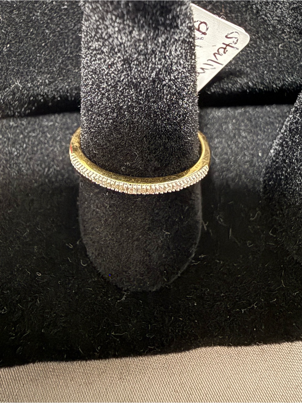 Natural diamond with silver gold overlay stackable Ring